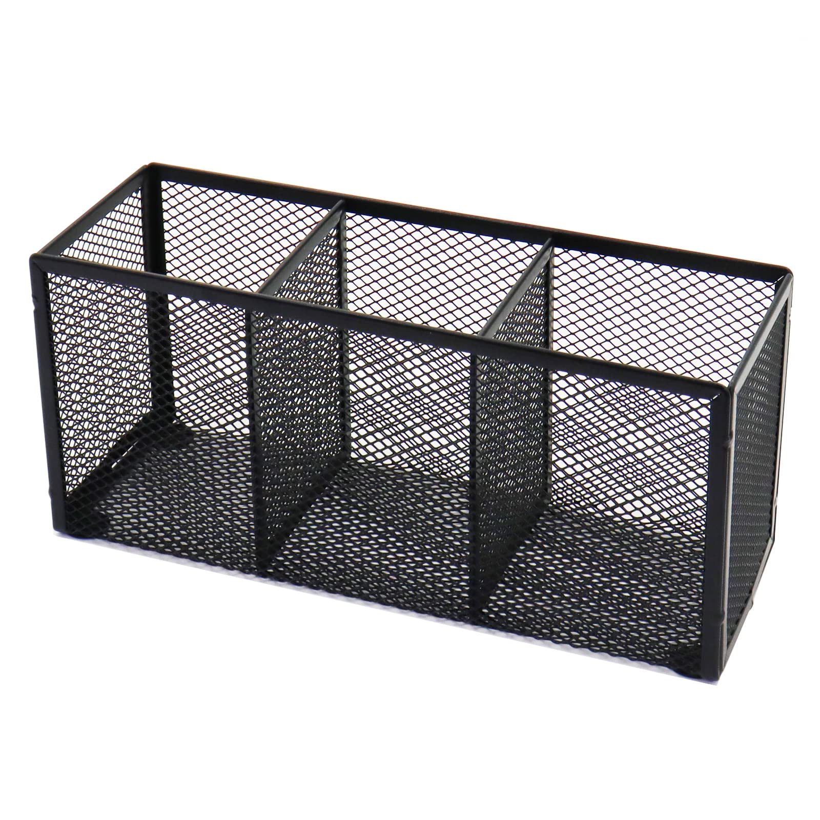 Flytreal Black Mesh Pen Pencil Holder, Small Metal Desk Organizer Desktop Stationery Office Supplies Acessories Storage Stand, 3
