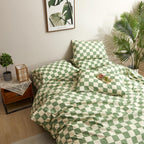 Clothknow Green White Plaid Comforter Set Twin 3Pcs Checker Bedding Comforter Sets Buffalo Twin Comforter Sage Green Comforter S