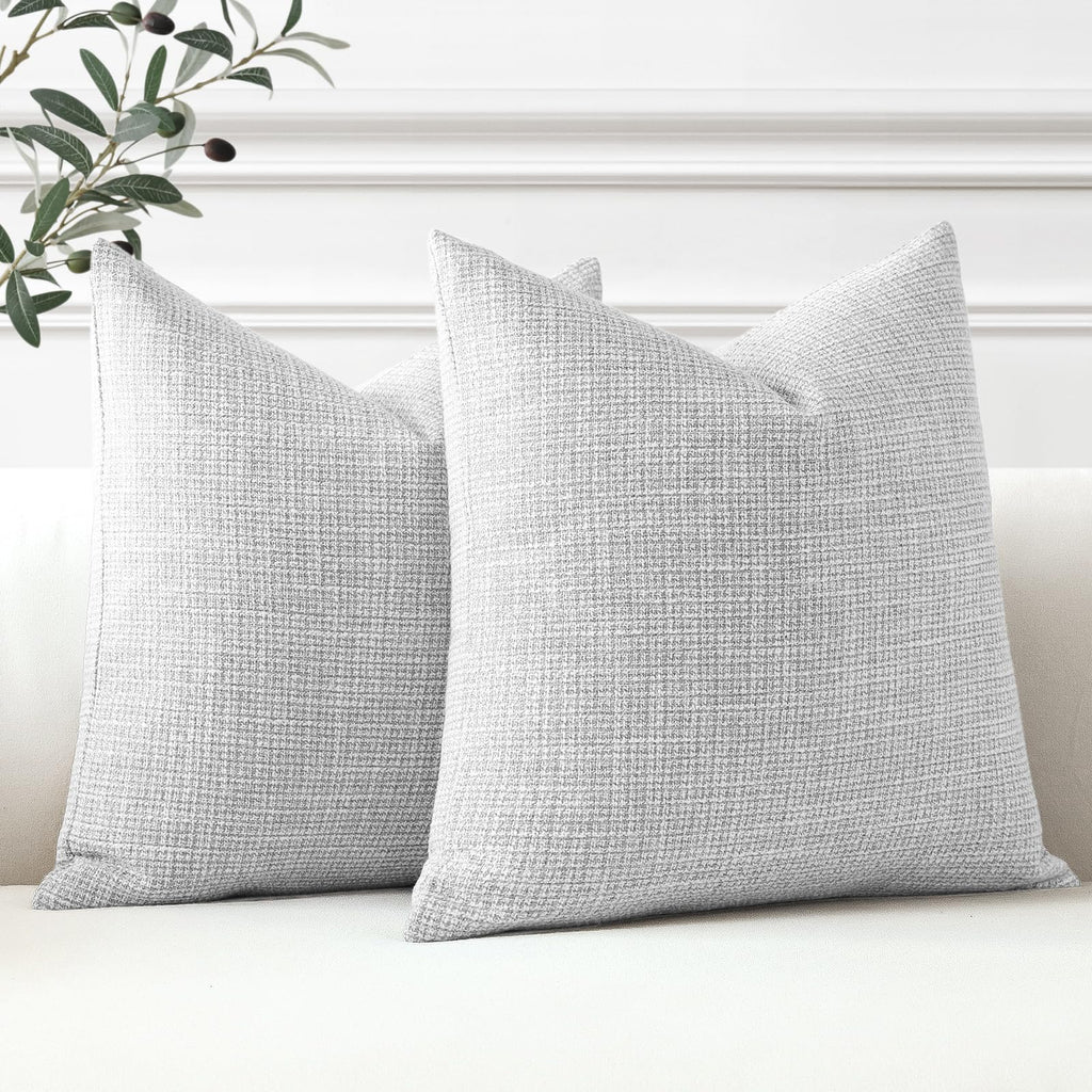 Otostar Linen Throw Pillow Covers Set Of 2 Decorative Square Pillowcases Cushion Covers 26X26 Inch For Home Decor Sofa Bedroom Car 65 X 65 Cm Light Grey