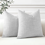 Otostar Linen Throw Pillow Covers Set Of 2 Decorative Square Pillowcases Cushion Covers 26X26 Inch For Home Decor Sofa Bedroom Car 65 X 65 Cm Light Grey