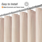 Gibelle Blush Pink Shower Curtain, Waffle Weave Textured Fabric Shower Curtain For Bathroom - Soft Cloth & Hotel Spa Luxury, Wat
