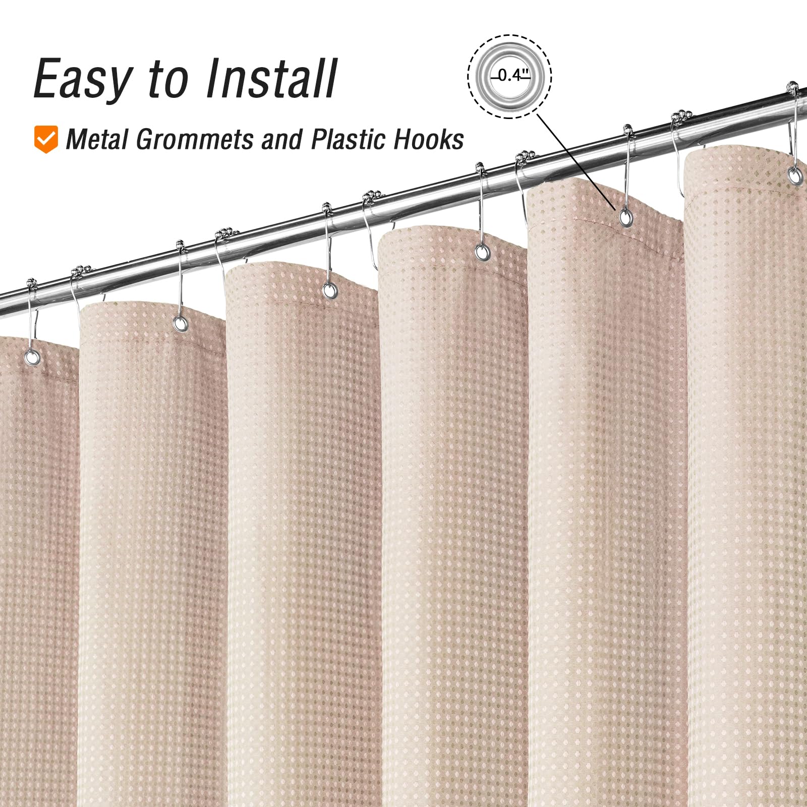 Gibelle Small Stall Shower Curtain 36 X 72, Narrow Half Waffle Weave Textured Fabric Shower Curtain For Bathroom, Water Repellen