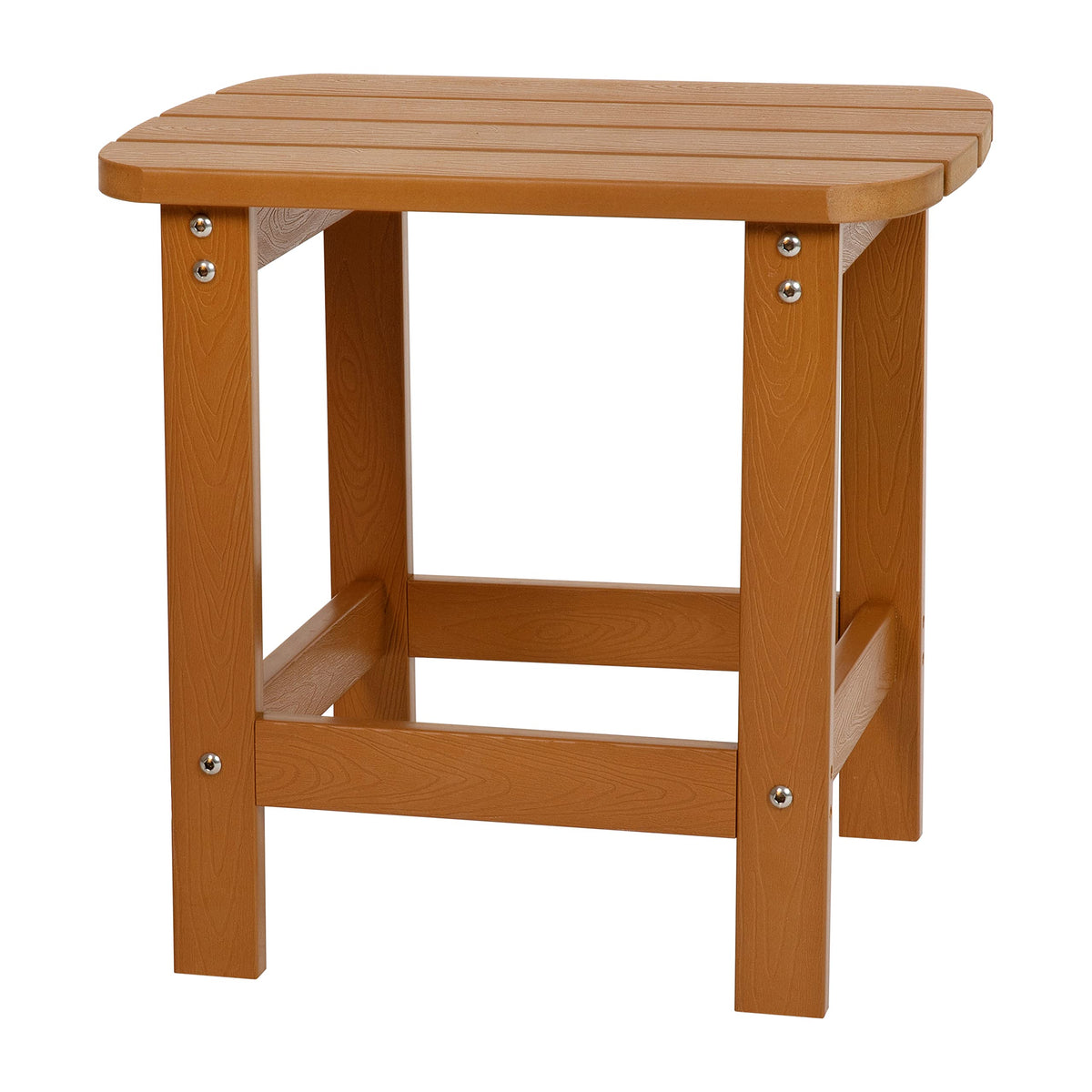 Flash Furniture Charlestown Tiered Commercial Poly Resin Adirondack Side Table - Teak - All-Weather - Indoor/Outdoor