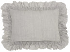 HomeRoots Grey Linen Dainty Ruffle Edged Light Gray Lumbar Pillow
