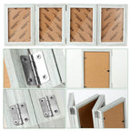 POILKMNI 4-Panel Hinged Picture Frame Rustic Wood 5x7 Grey