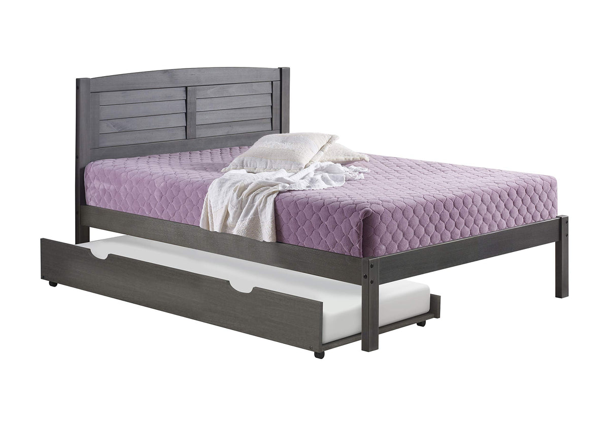 Donco Kids 212-FAG_503-AG Louver Bed withTrundle Bed, Full, Antique Grey