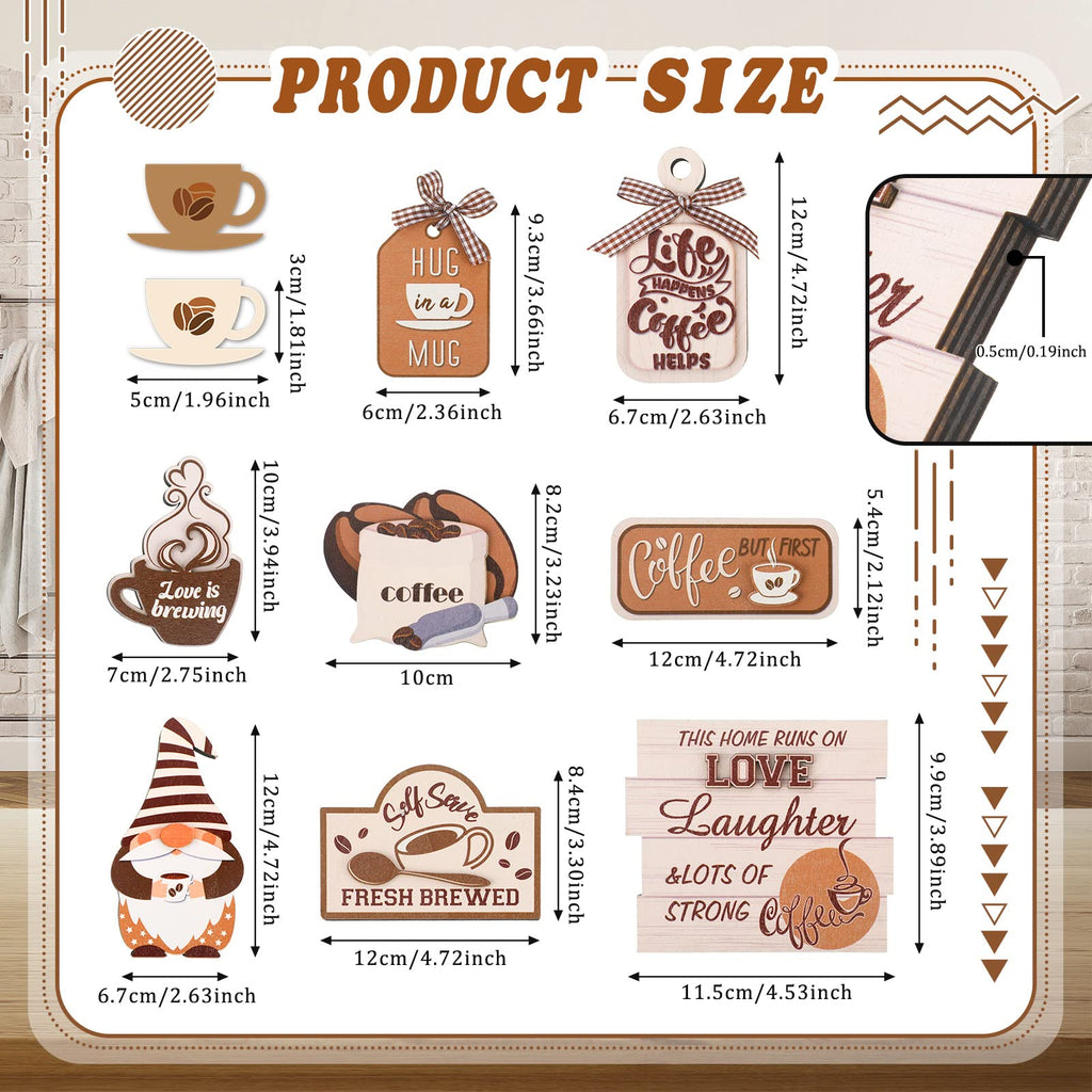 14 Pieces Coffee Tiered Tray Decor Set Coffee Theme Tiered Tray Decor Coffee Wood Signs Coffee Sign Rustic Trays Decor For Summe