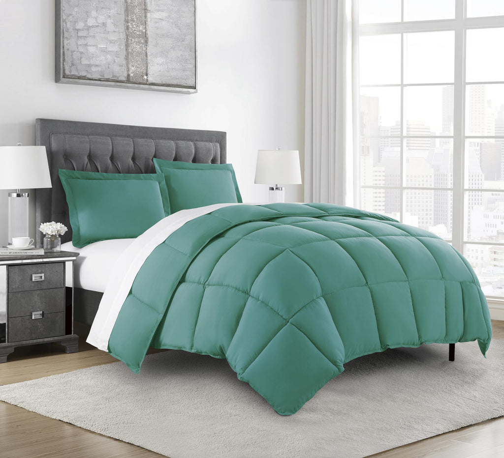 Chezmoi Collection Granite Green Down Alternative Comforter Oversized Queen - 3-Piece Lightweight Comforter Set - All Seasons Mi
