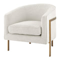 Npd Furniture And More Harrod Fabric Arm Antique Gold Legs Accent Chair, Beige