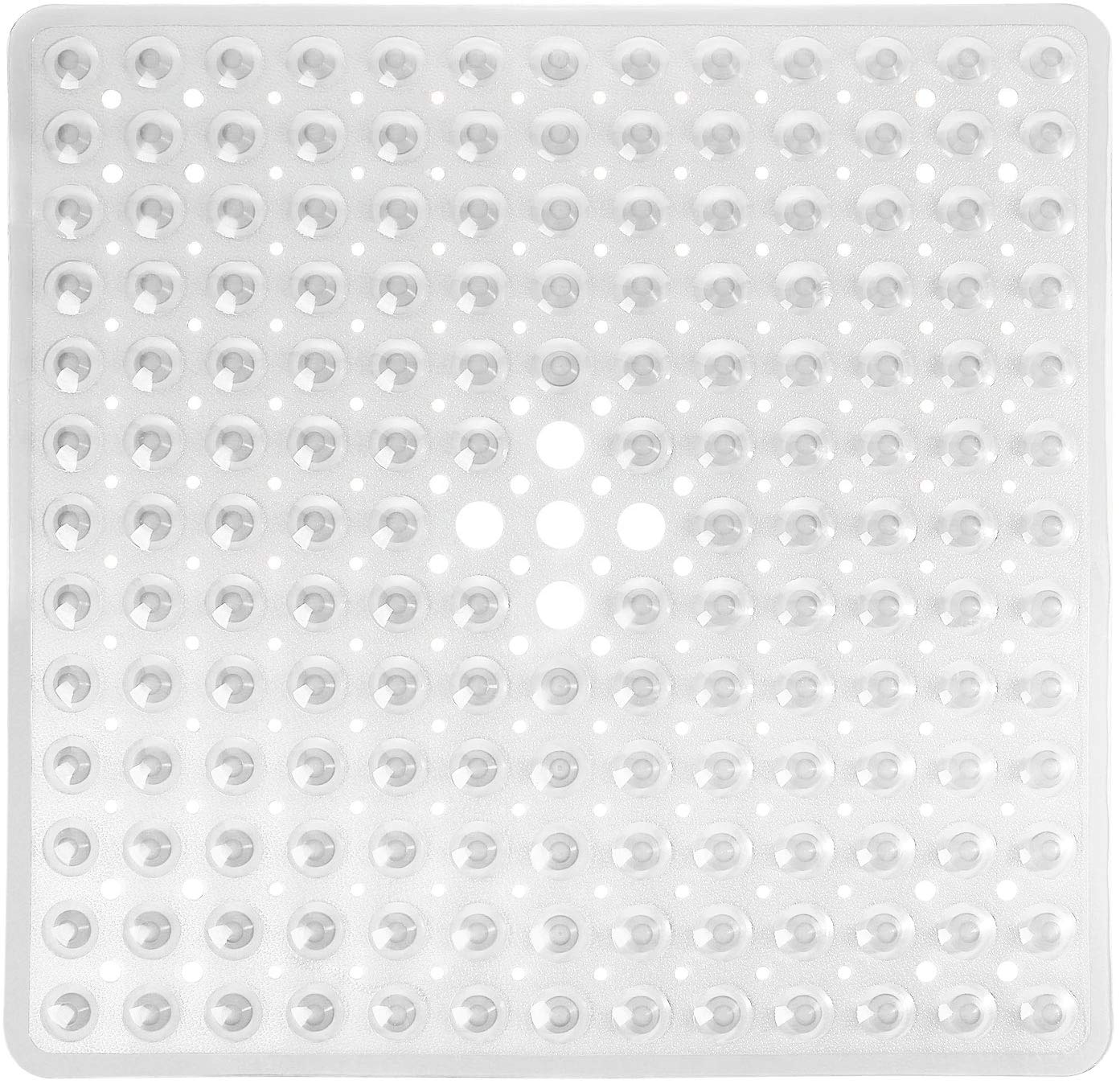 Yimobra Shower Bathtub Mat Non Slip, 21x21 Inch, Soft Square Bath Mat for Tub with Suction Cups and Drain Holes, Stall Floor Mat