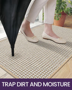 Dexi Door Mat 24'X36', Non-Slip Rubber Backing Doormats, Absorbent Thin Indoor Mats For Entryway, Washable, Captures Dirt Pati