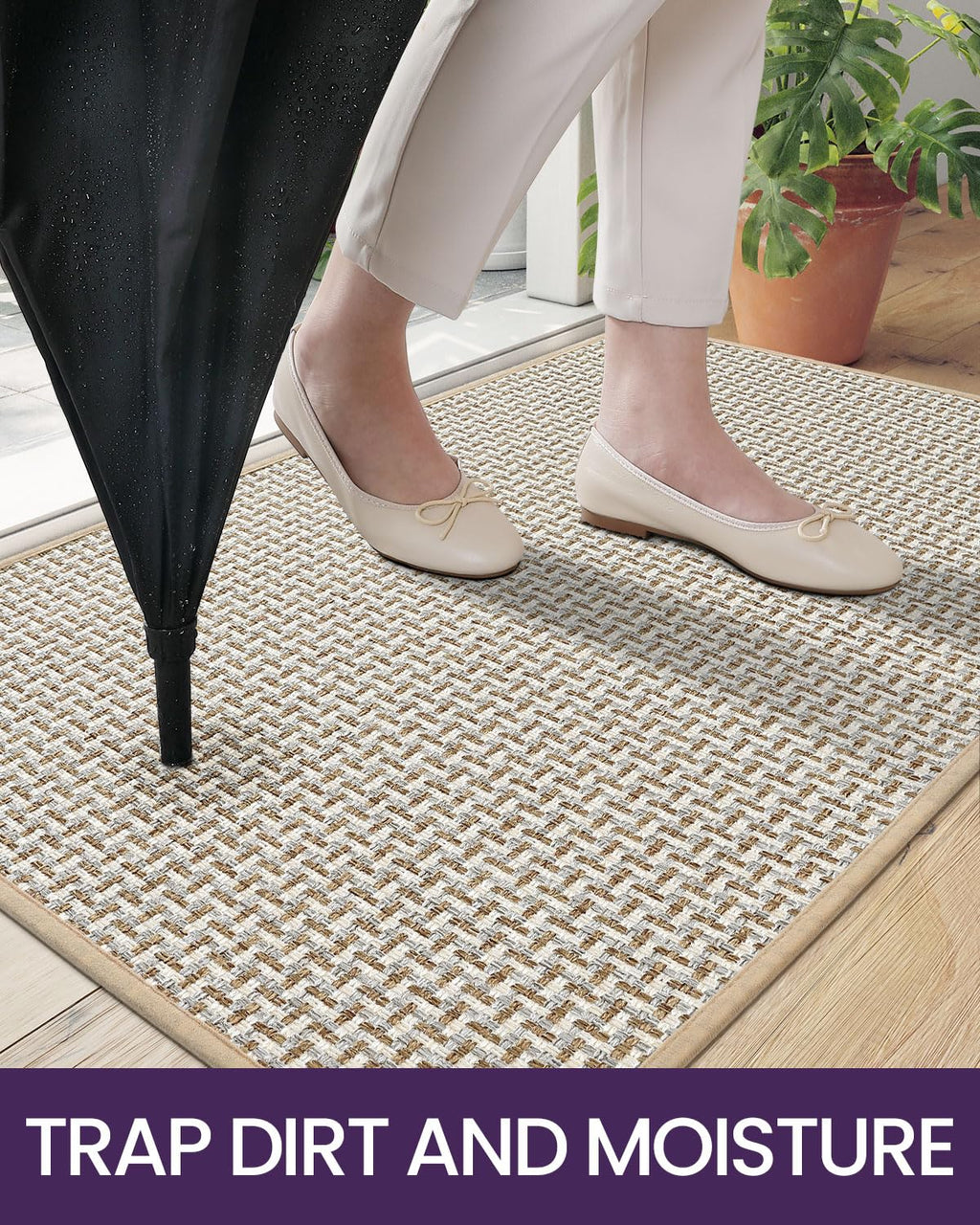 Dexi Door Mat 32'X48', Non-Slip Rubber Backing Doormats, Absorbent Thin Indoor Mats For Entryway, Washable, Captures Dirt Pati