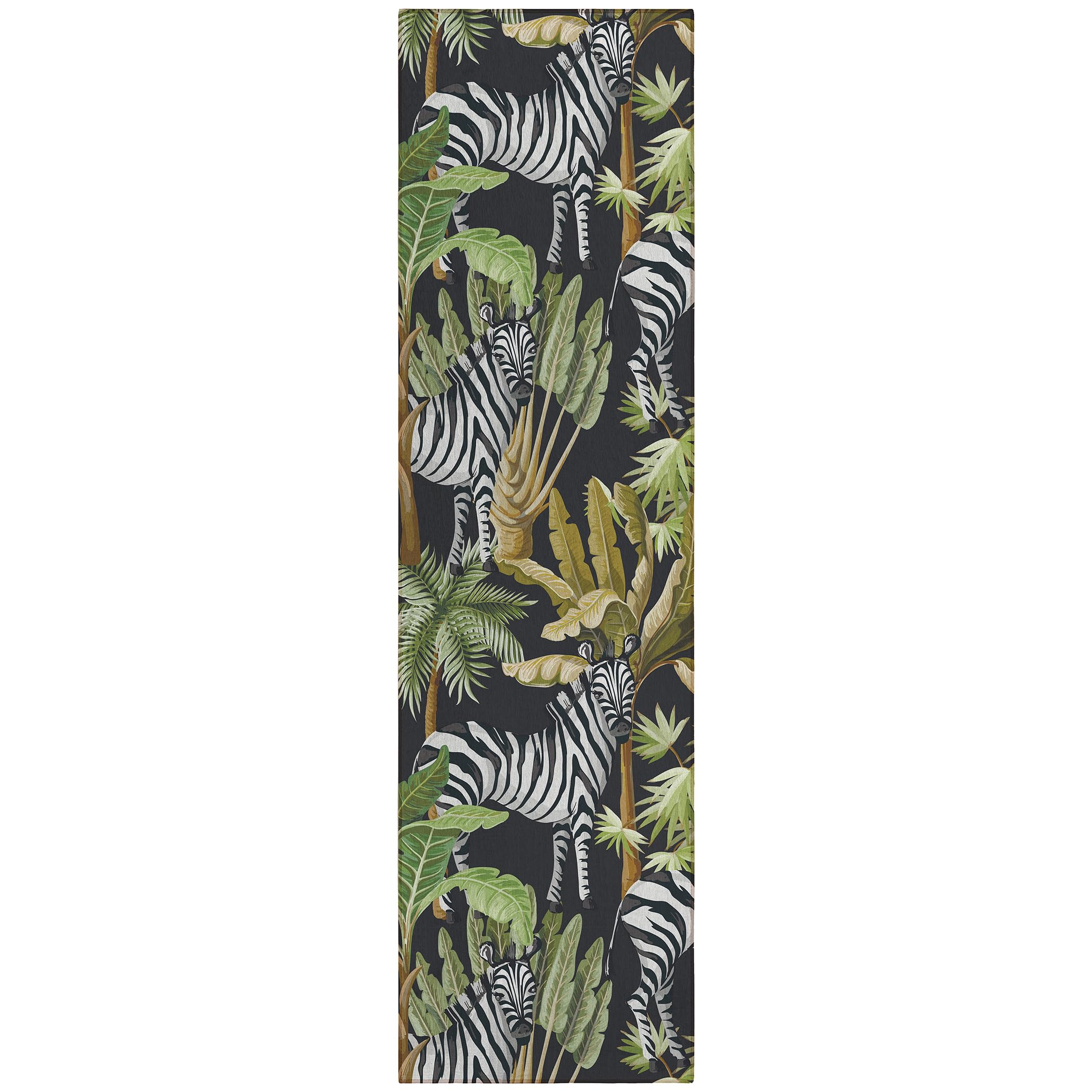 Dalyn Rugs Tropics Tc13 Black 2'3" X 7'6" Indoor Outdoor Runner Rug, Easy Clean, Machine Washable, Non Shedding, Hallway, Entry, Kitchen, Patio Rug
