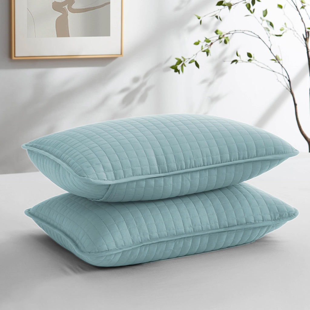 Southshore Fine Linens - Vilano Springs - Pair Of Quilted Pillow Sham Covers (No Inserts), 18' X 18', Sky Blue