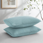 Southshore Fine Linens - Vilano Springs - Pair Of Quilted Pillow Sham Covers (No Inserts), 22' X 22', Sky Blue