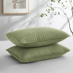 Southshore Fine Linens - Vilano Springs - Pair Of Quilted Pillow Sham Covers (No Inserts), 22' X 22', Sage Green
