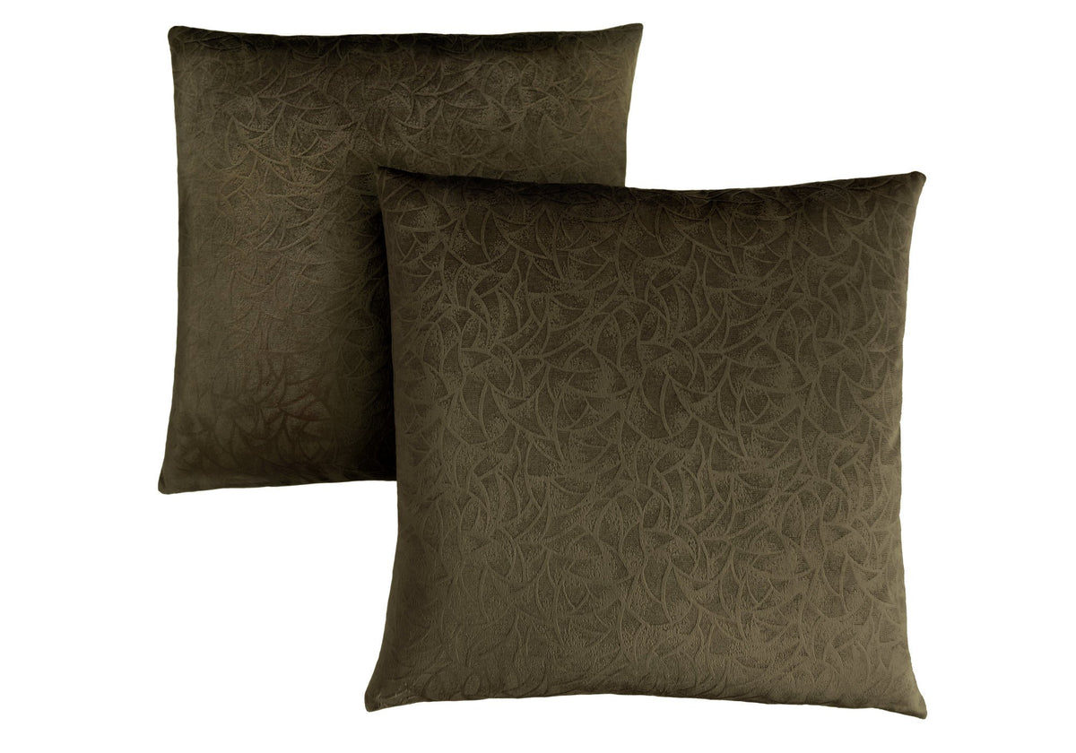 Monarch Specialties Decorative Throw Pillow, Floral Velvet, Dark Green, 2pcs