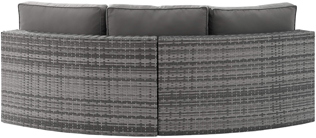Crosley Furniture Catalina Outdoor Sectional Sofa, 3-Person Wicker Patio Couch For Deck, Backyard, Poolside, Gray