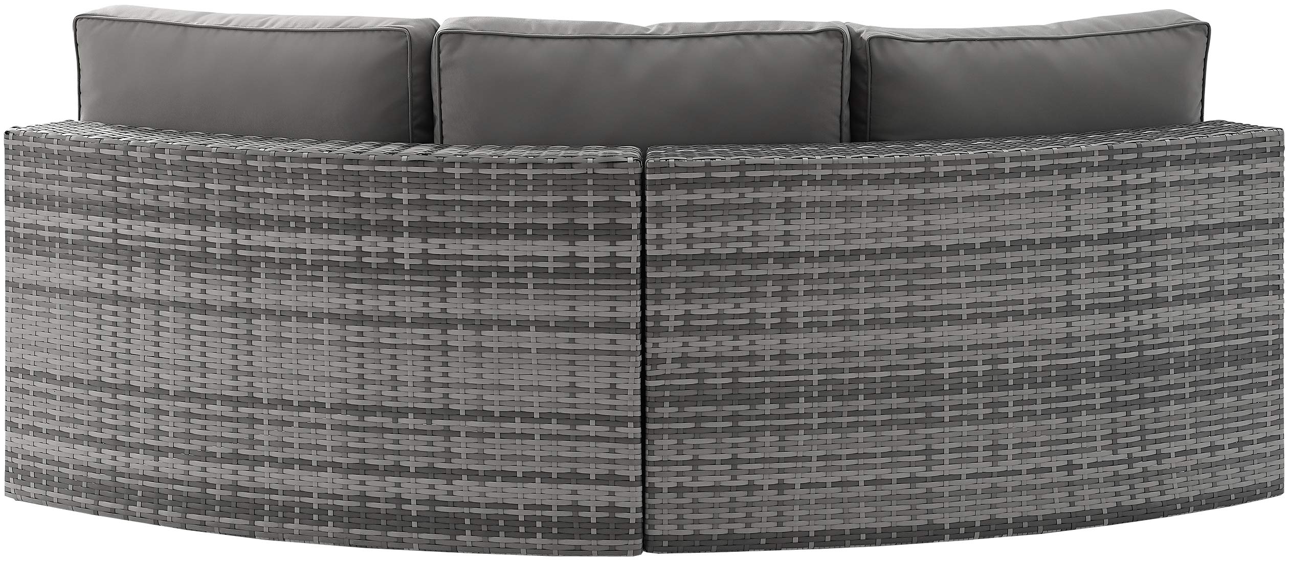 Crosley Furniture Catalina Outdoor Sectional Sofa, 3-Person Wicker Patio Couch For Deck, Backyard, Poolside, Gray