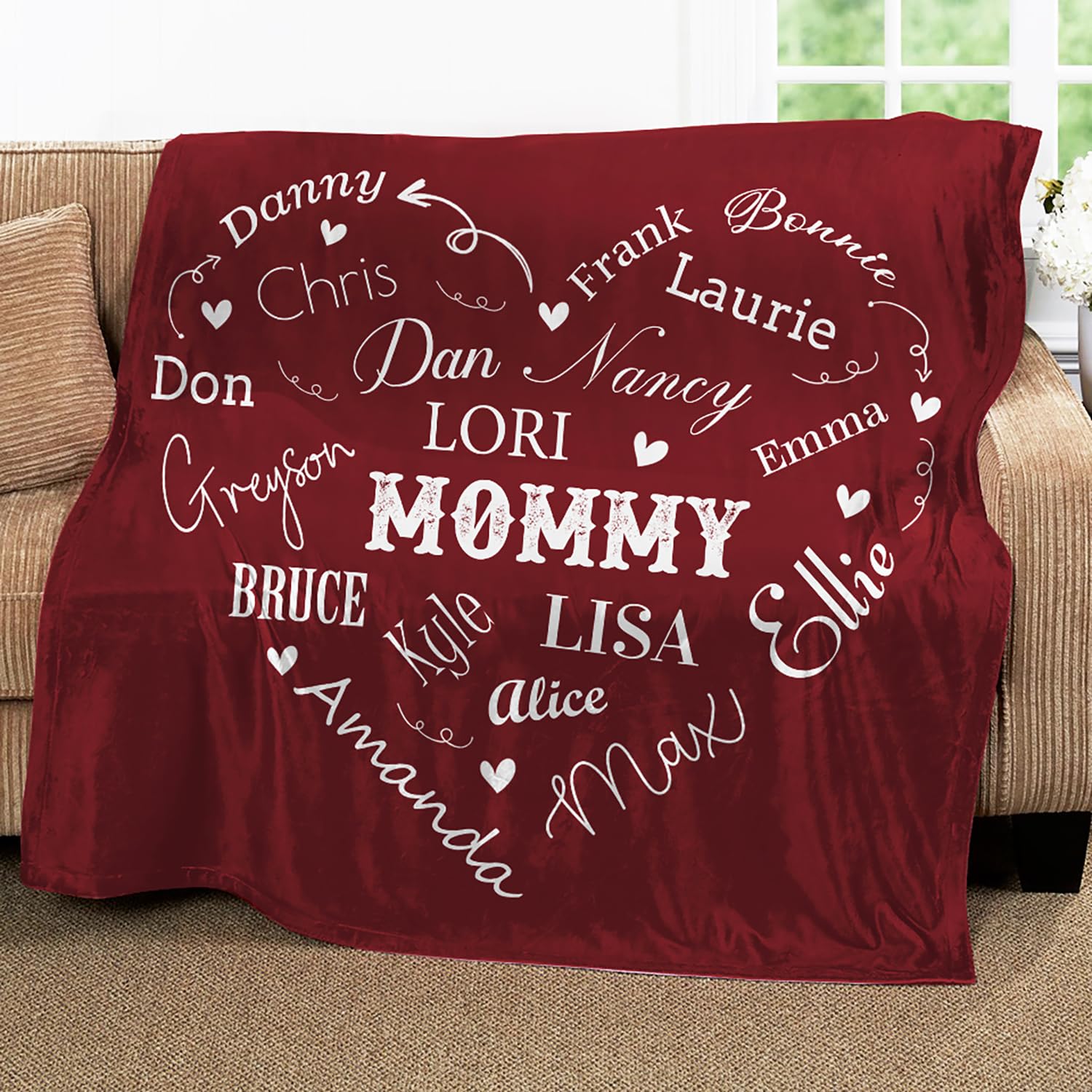Personalized Name Blankets For Wife, Mom, Grandma Grandpa. Custom Blanket From Your Names. Close To Heart Customized Throw. Gift