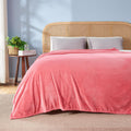 Newcosplay Super Soft Queen Blanket Coral Pink Premium Silky Flannel Fleece Leaves Pattern Lightweight Bed Blanket All Season Us