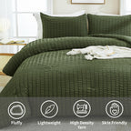 Avelom Dark Olive Green Seersucker Twin Comforter Set (68X90 Inches), 2 Pieces-100% Soft Washed Microfiber Lightweight Comforter With 1 Pillowcase, All Season Down Alternative Bedding Set
