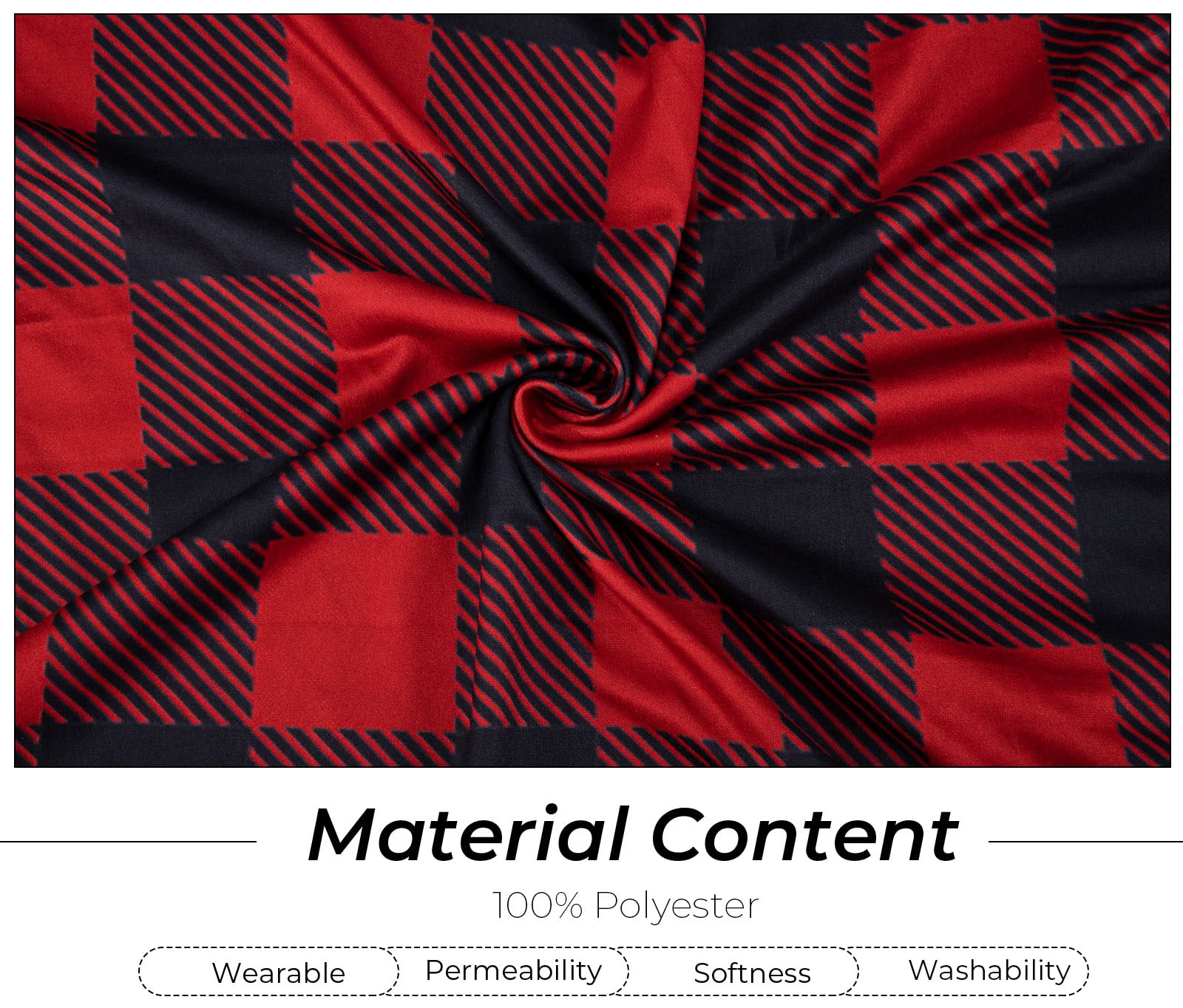 Whaline Buffalo Check Chair Covers Red Black Plaid Dining Chair Slipcovers Protector Removable Stretch Elastic Seat Covers For Party Kitchen Home Hotel Office Restaurant Decoration, 4Pcs