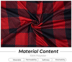 Whaline Buffalo Check Chair Covers Red Black Plaid Dining Chair Slipcovers Protector Removable Stretch Elastic Seat Covers For Party Kitchen Home Hotel Office Restaurant Decoration, 4Pcs