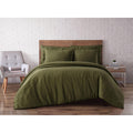 Brooklyn Loom Linen Duvets Olive Green Linen 3-Piece King Duvet Set, Solid Color Themed, For Men And Women, Oeko-Tex Certified C