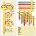 Sayglossy 40 Set Positive Taco Gift Funny Emotional Support Taco Ballpoint Pen with Inspirational Bookmark Christmas Employee Ap