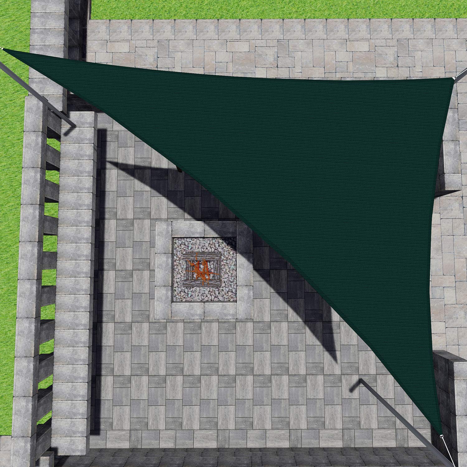 Patio Paradise 15' X 23' X 27.5' Green Sun Shade Sail Right Triangle Shade Canopy Heavy Duty Pergolas Cover Cloth, Sunlight Bloc