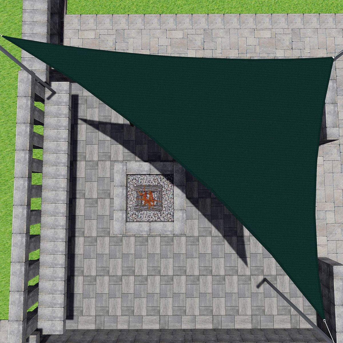 Patio Paradise 13' X 20' X 23.9' Green Sun Shade Sail Right Triangle Shade Canopy Heavy Duty Pergolas Cover Cloth, Sunlight Bloc