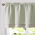 Vangao Kitchen Valance Linen Stripe Short Curtain Farmhouse Rustic Pinstripe Tickingstripe Double Layer Blackout Rod Pocket Wind