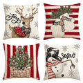 Avoin Colorlife Christmas Snowman Reindeer Gloves Eucalyptus Red Throw Pillow Covers, 16 X 16 Inch Winter Holiday Stripes Cushio