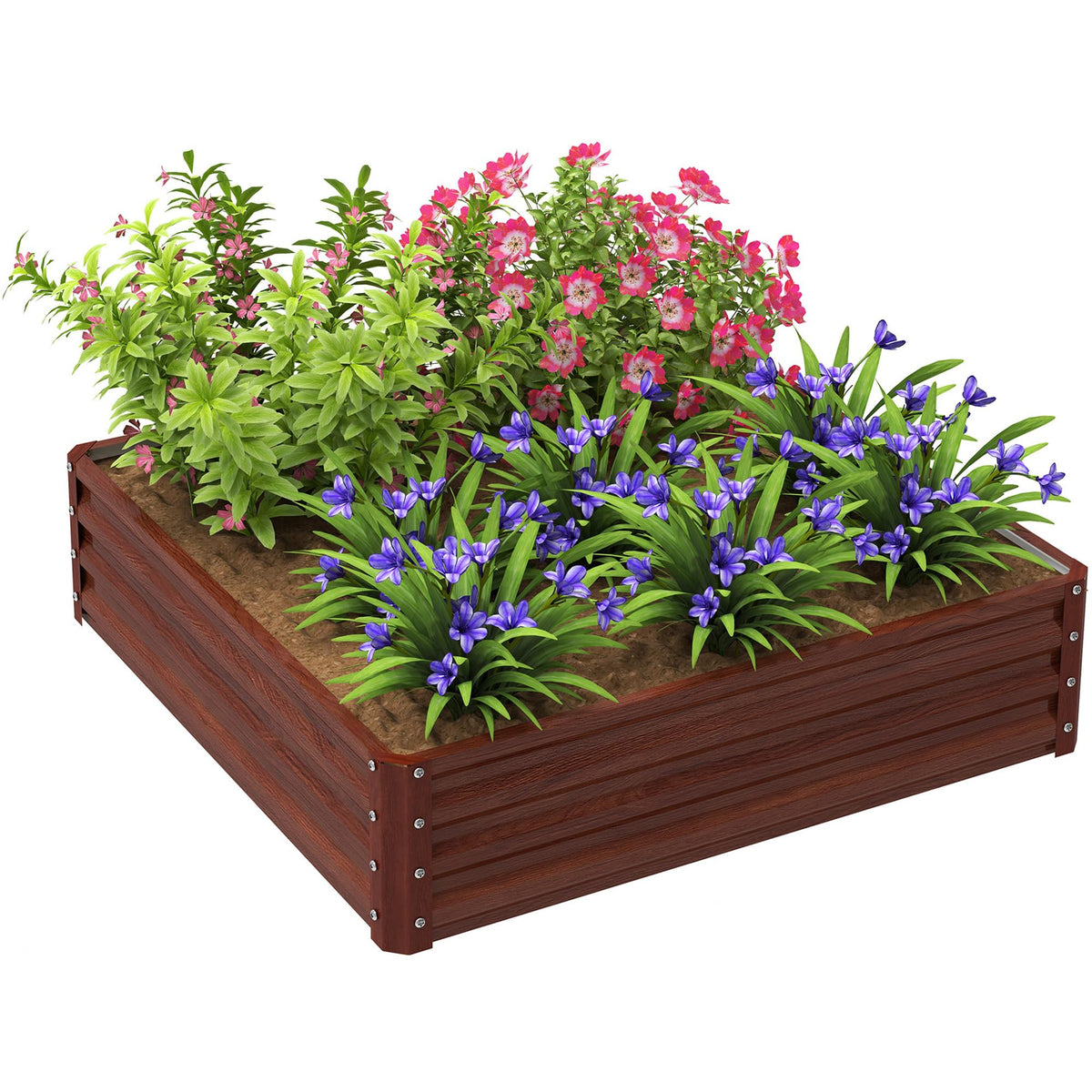 Outsunny Galvanized Raised Garden Bed, 4' X 4' X 1' Metal Planter Box, For Growing Vegetables, Flowers, Herbs, Succulents, Natur