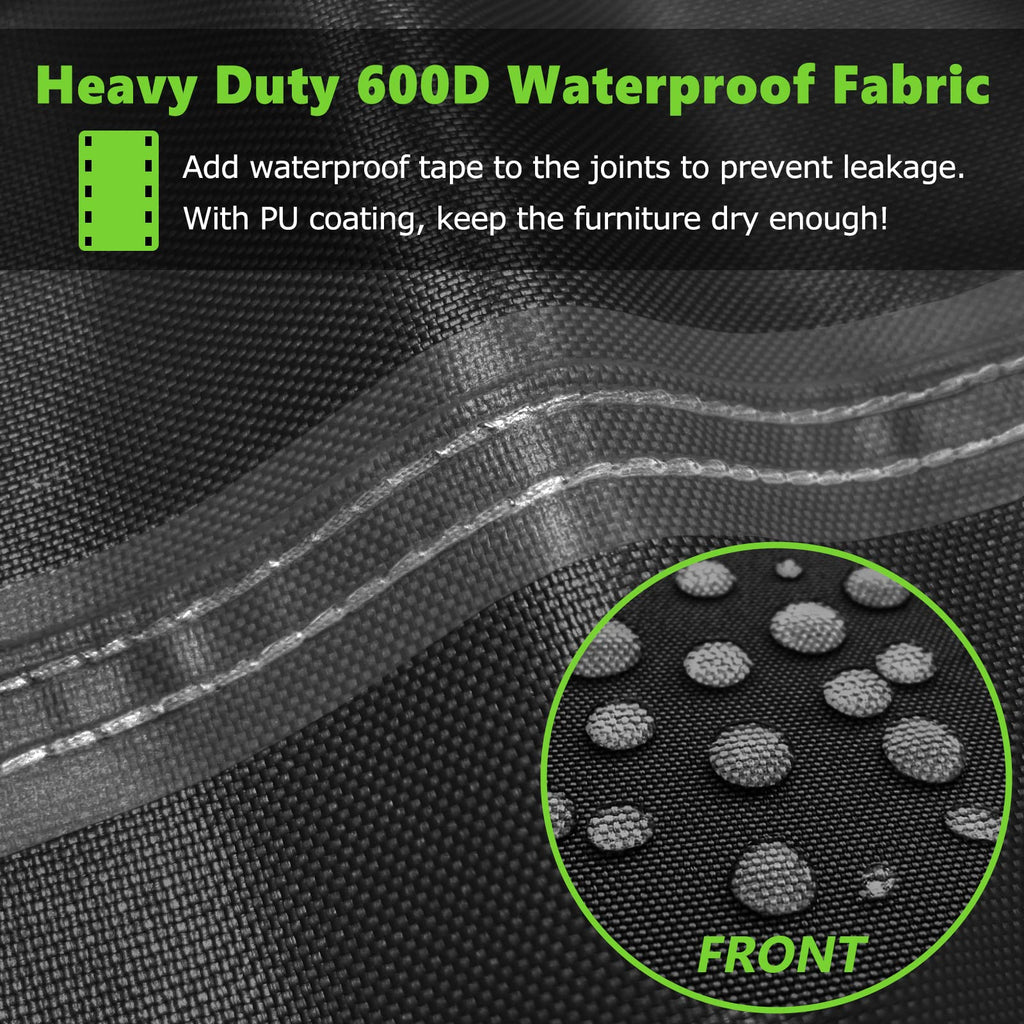 Hightquro Patio Furniture Covers Waterproof, 600D Outdoor Furniture Covers Waterproof, Square Outdoor Sectional Sofa Set Covers, Extra Large Patio Covers For Outdoor Furniture, 126'X126'X28'-Black