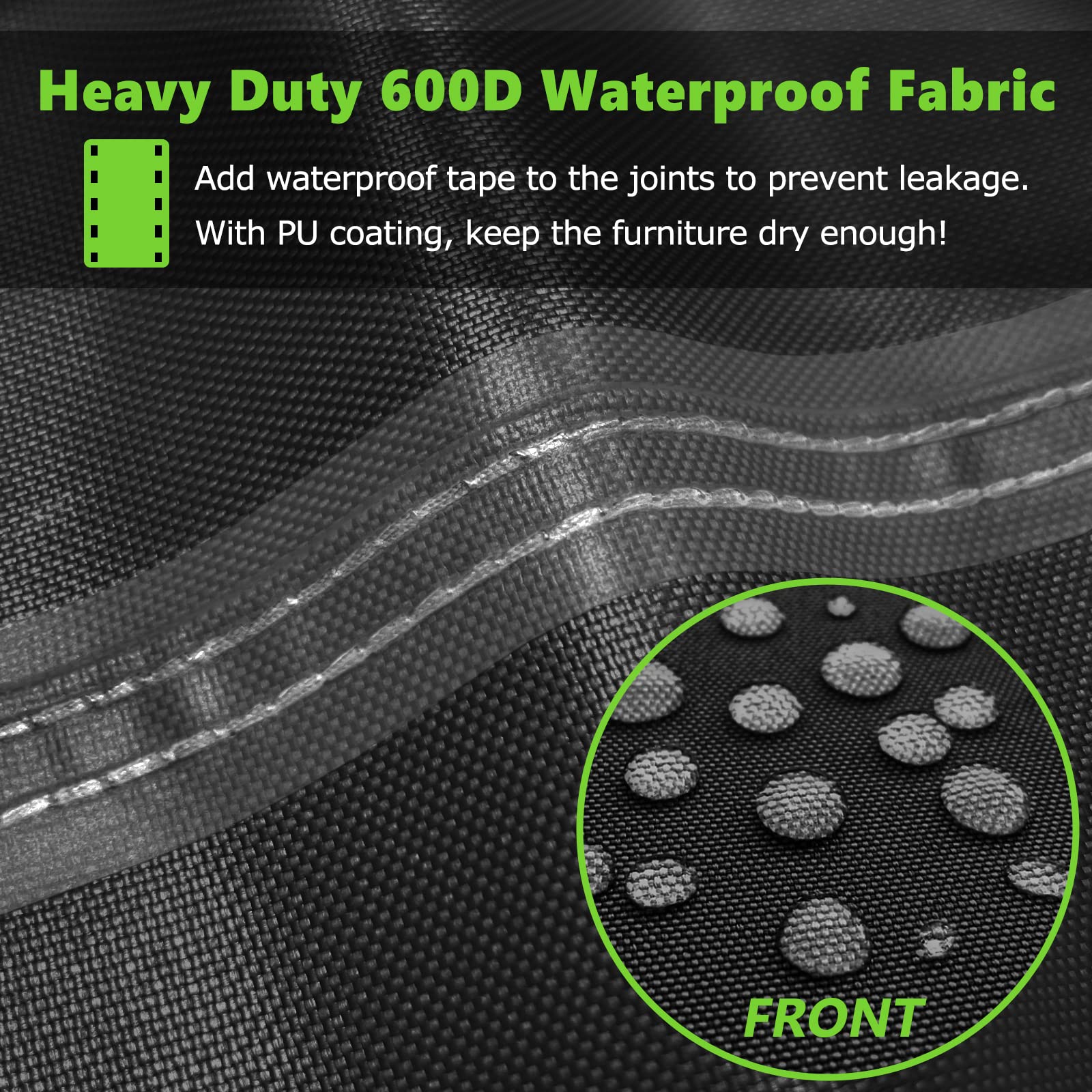 Hightquro Patio Furniture Covers Waterproof, 600D Outdoor Furniture Covers Waterproof, Square Outdoor Sectional Sofa Set Covers, Extra Large Patio Covers For Outdoor Furniture, 126'X126'X28'-Black