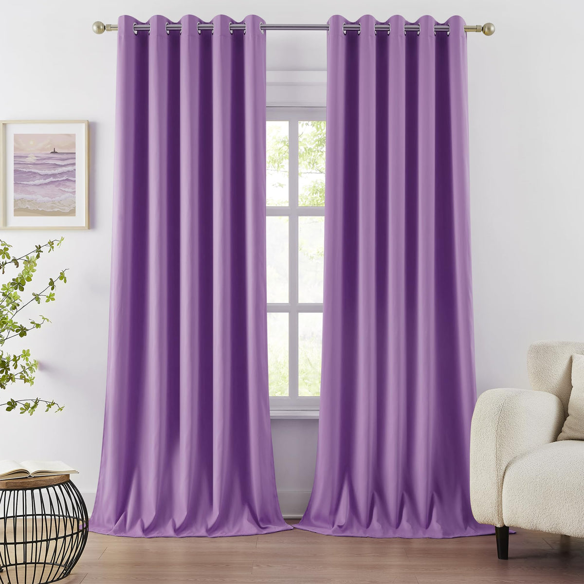 Dualife 108 Inch Length Curtain Panels/Drapes For Living Room Solid Energy Efficient Room Darkening Bedroom Curtains Thermal Ins