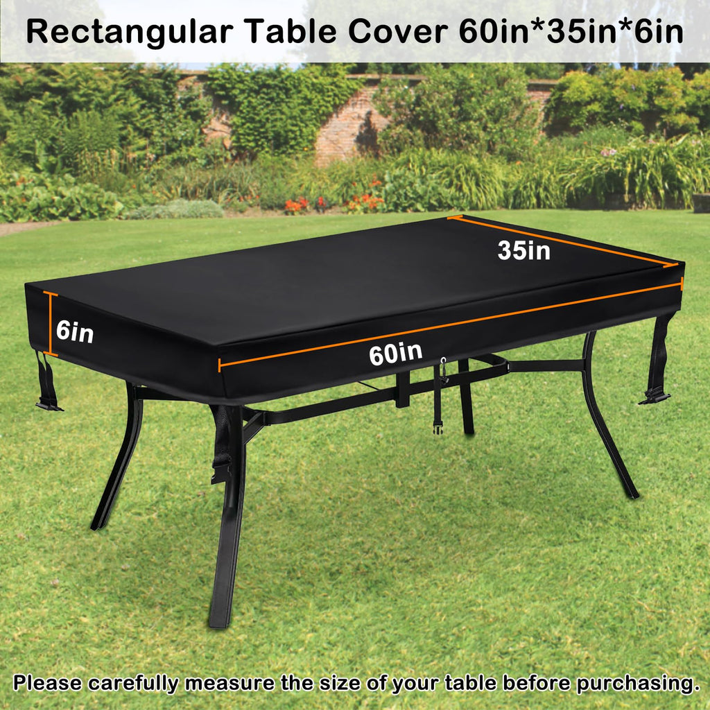 Outdoor Patio Table Cover Rectangle, Waterproof Outdoor Patio Furniture Cover For Tables 60X35X6 Inch