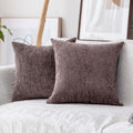 Home Brilliant Brown Throw Pillows Covers Sham Set Of 2 Chenille Plush Decorative Pillowcases For Couch Bedroom Bed, (66X66 Cm,