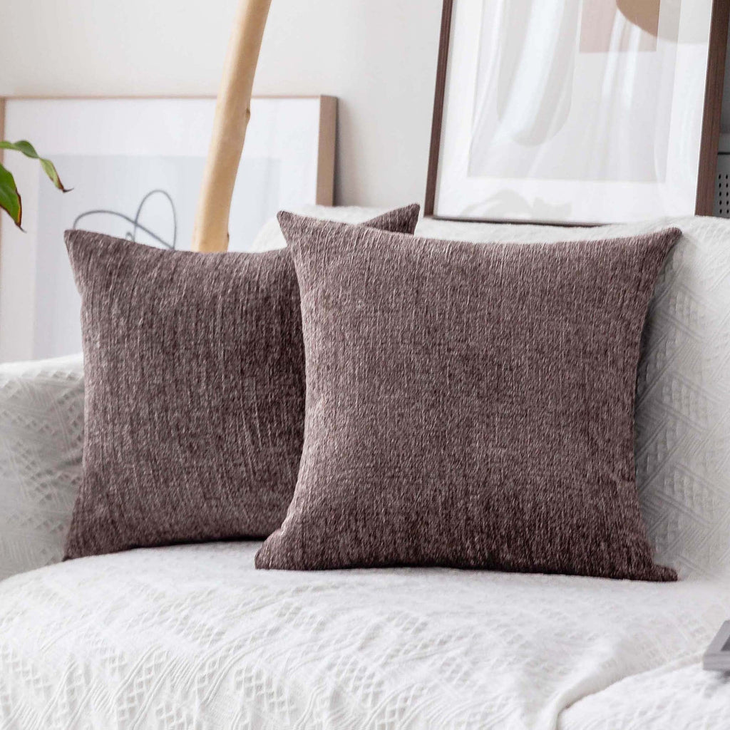 Home Brilliant Decorative Pillowcases Striped Chenille Velvet Plush Square Throw Pillow Cover Sofa Cushion Covers For Couch, Set