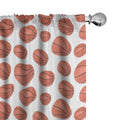 Ambesonne Basketball Window Curtains Pack of 2, Realistic Style Balls Pattern on White Classical Sports Themed, Lightweight Set 