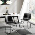 Aowos Dining Chairs Set of 2, 18 Inch Faux Leather Kitchen Dining Chairs with Back, Modern Armless Dining Room Chair with Metal 