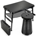 KPR Retractable Small Folding Table and Stool Set, Portable Camping Foldable Table Lightweight Yet More Sturdy with Adjustable S
