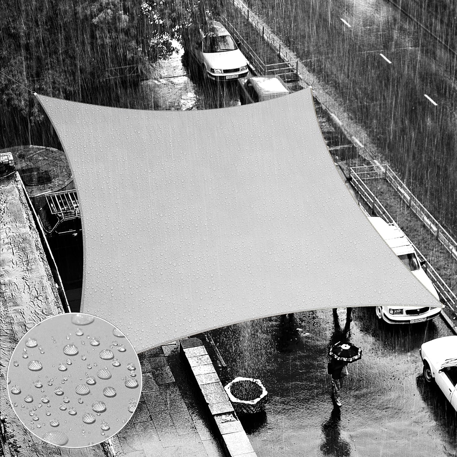 Shademart 7 ' X 19 ' Grey Waterproof Shade Sail Sun Shade Sail Rectangle Custom Size Water Resistant Canopy Awning Shelter, 95%