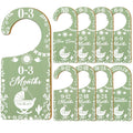 CORNER LACE Sage Green Baby Closet Size Dividers 8Pcs, Cielito Lindo Double-Sided Wooden Hanger Organizer from Newborn to 24 Mon