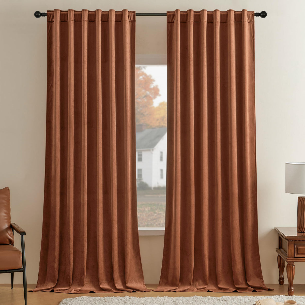 Timeper 72 Inches Velvet Curtains, Room Darkening Noise Reducing Window Treatment For Living Room Privacy Draft Block Shades For