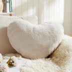 EastTree Heart Pillows, Beige Heart Shaped Pillows, Love Throw Pillows Gifts, Ultra Faux Rabbit Fur Soft Small Cute Fluffy Pillo