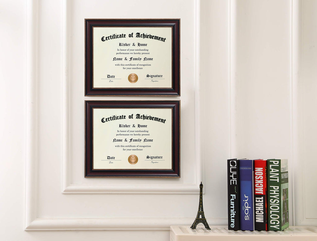 Elsker&Home 8.5X11 Certificate Frame - Classic Cherry Wood Color - 2.0 Mm Panels - Only 8.5X11 Inch Without Mat - For Document/P