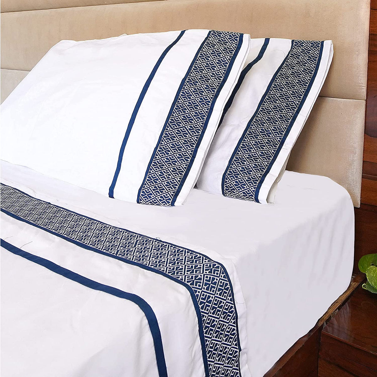 100% Egyptian Cotton Sheets California King Size - 1000 Thread Count, 4-Piece White Cal King Bedding Set, Sateen Weave Hotel Lux